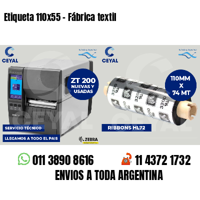 Etiqueta 110x55 - Fábrica textil