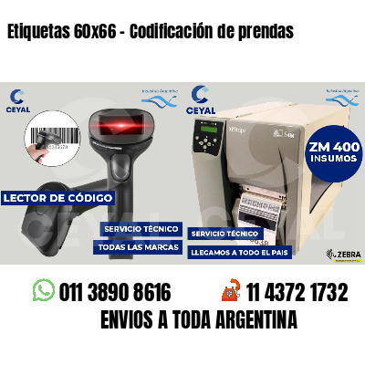 Etiquetas 60x66 - Codificación de prendas