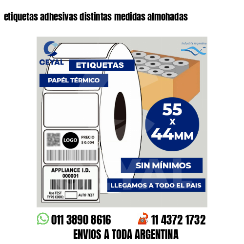 etiquetas adhesivas distintas medidas almohadas