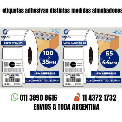 etiquetas adhesivas distintas medidas almohadones