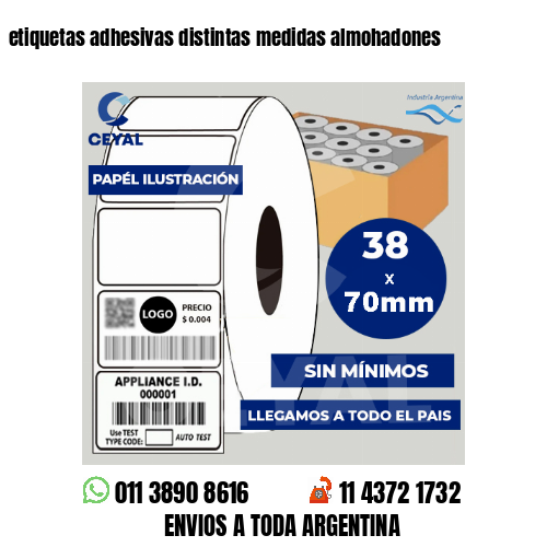 etiquetas adhesivas distintas medidas almohadones