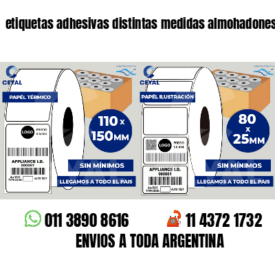 etiquetas adhesivas distintas medidas almohadones