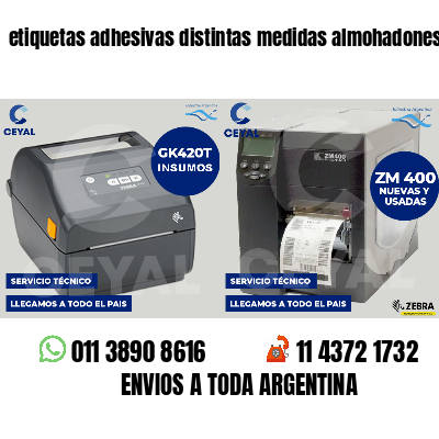 etiquetas adhesivas distintas medidas almohadones