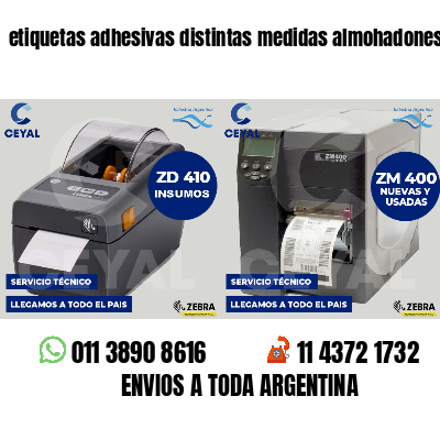 etiquetas adhesivas distintas medidas almohadones