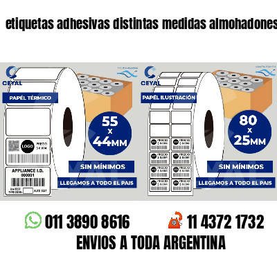 etiquetas adhesivas distintas medidas almohadones