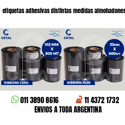 etiquetas adhesivas distintas medidas almohadones