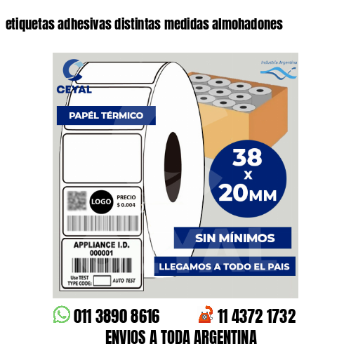 etiquetas adhesivas distintas medidas almohadones