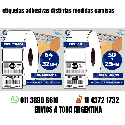 etiquetas adhesivas distintas medidas camisas