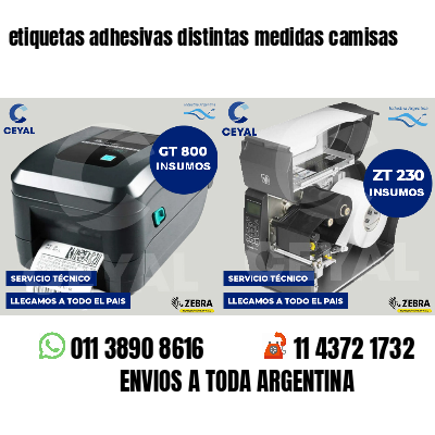 etiquetas adhesivas distintas medidas camisas