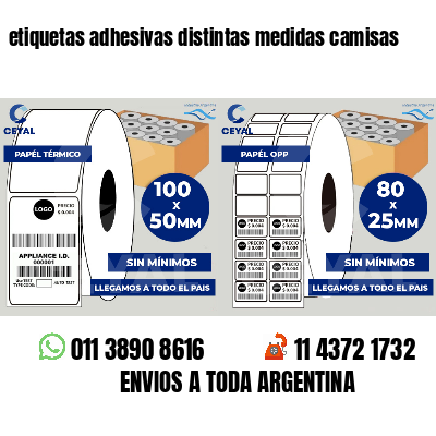 etiquetas adhesivas distintas medidas camisas
