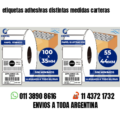 etiquetas adhesivas distintas medidas carteras