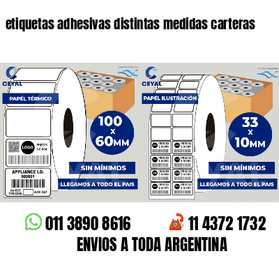 etiquetas adhesivas distintas medidas carteras