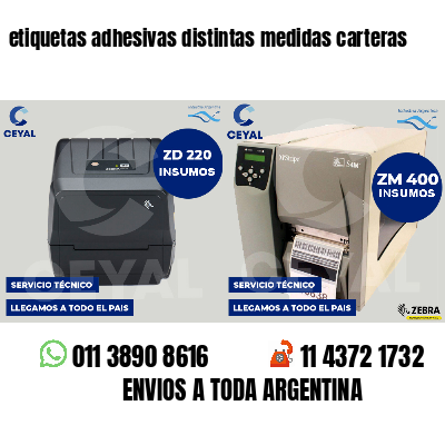 etiquetas adhesivas distintas medidas carteras