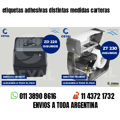 etiquetas adhesivas distintas medidas carteras