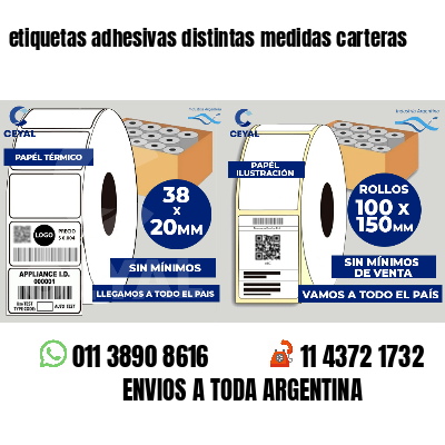 etiquetas adhesivas distintas medidas carteras