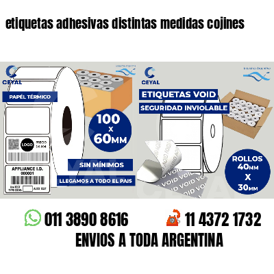 etiquetas adhesivas distintas medidas cojines