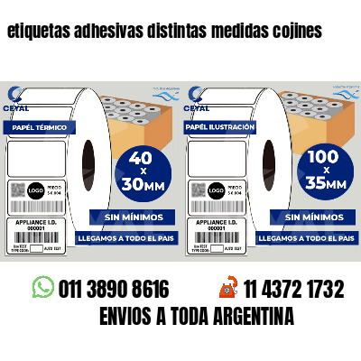 etiquetas adhesivas distintas medidas cojines