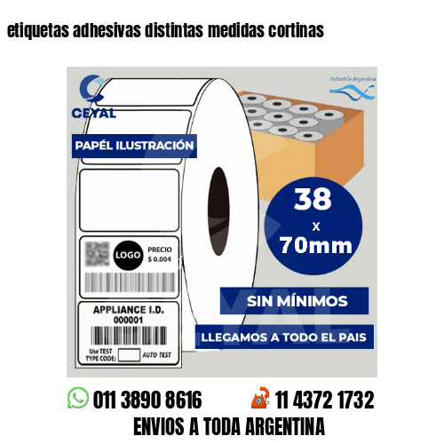 etiquetas adhesivas distintas medidas cortinas