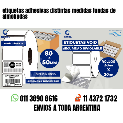 etiquetas adhesivas distintas medidas fundas de almohadas