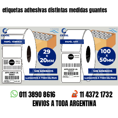 etiquetas adhesivas distintas medidas guantes