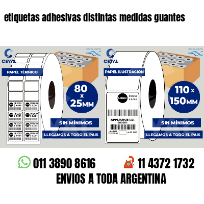 etiquetas adhesivas distintas medidas guantes