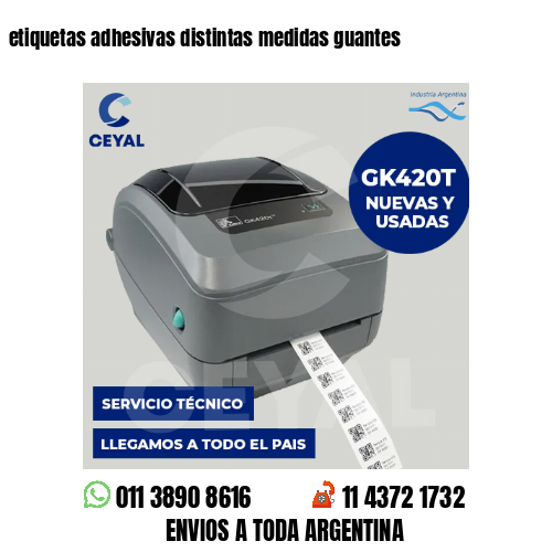 etiquetas adhesivas distintas medidas guantes