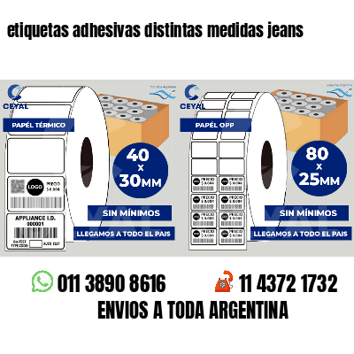 etiquetas adhesivas distintas medidas jeans