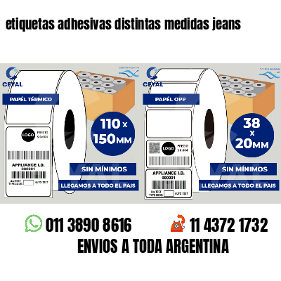 etiquetas adhesivas distintas medidas jeans