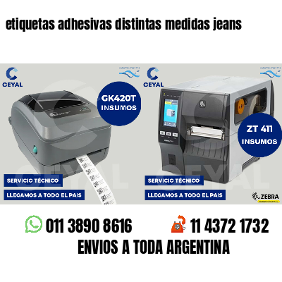 etiquetas adhesivas distintas medidas jeans