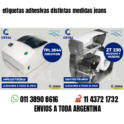 etiquetas adhesivas distintas medidas jeans