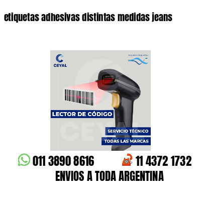 etiquetas adhesivas distintas medidas jeans