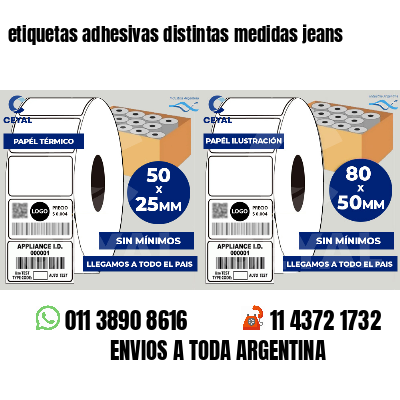 etiquetas adhesivas distintas medidas jeans