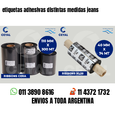 etiquetas adhesivas distintas medidas jeans