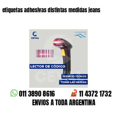 etiquetas adhesivas distintas medidas jeans