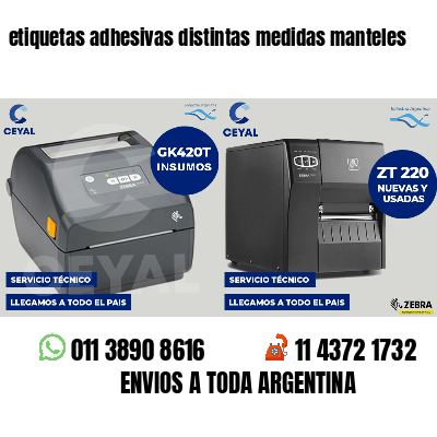 etiquetas adhesivas distintas medidas manteles