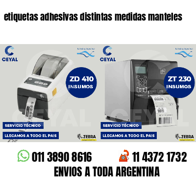 etiquetas adhesivas distintas medidas manteles