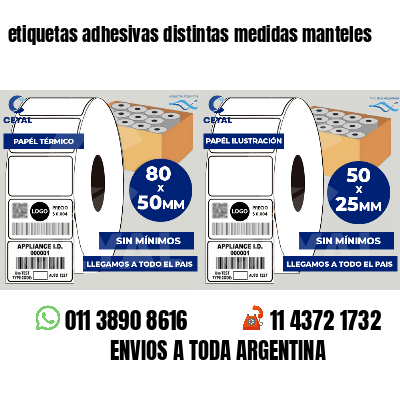 etiquetas adhesivas distintas medidas manteles