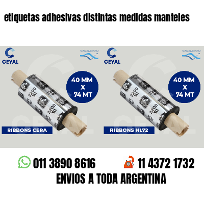 etiquetas adhesivas distintas medidas manteles