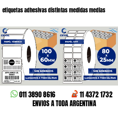 etiquetas adhesivas distintas medidas medias