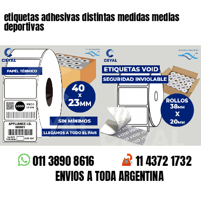 etiquetas adhesivas distintas medidas medias deportivas