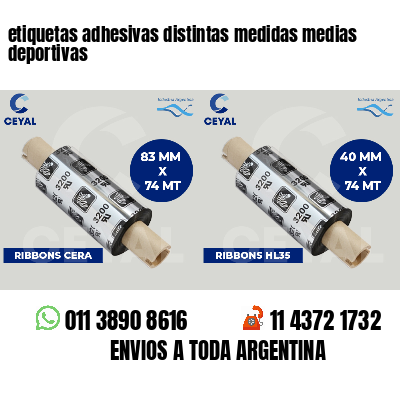 etiquetas adhesivas distintas medidas medias deportivas