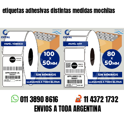 etiquetas adhesivas distintas medidas mochilas