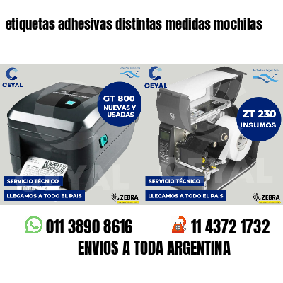 etiquetas adhesivas distintas medidas mochilas