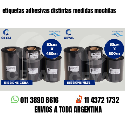 etiquetas adhesivas distintas medidas mochilas