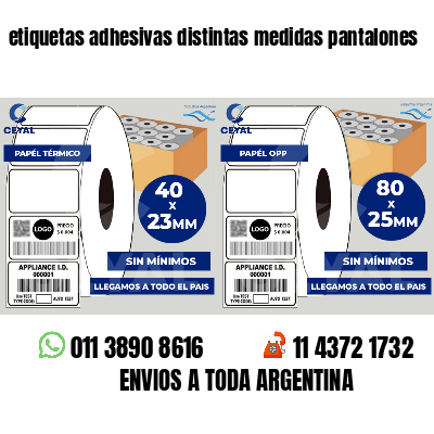 etiquetas adhesivas distintas medidas pantalones