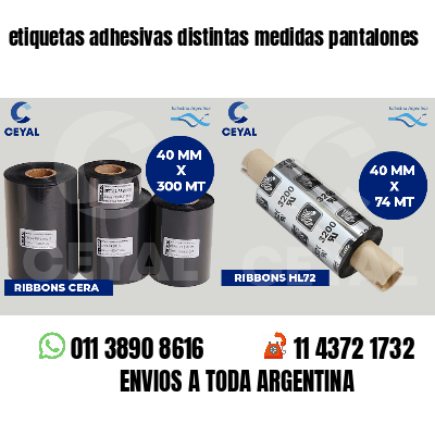 etiquetas adhesivas distintas medidas pantalones