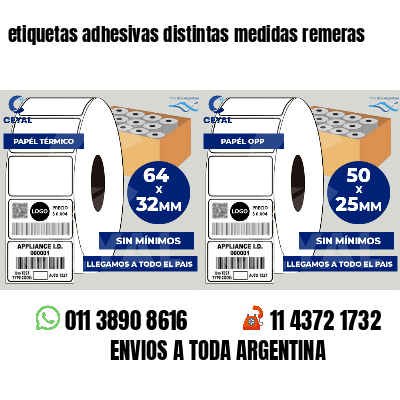 etiquetas adhesivas distintas medidas remeras