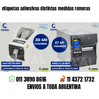 etiquetas adhesivas distintas medidas remeras