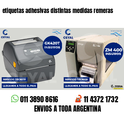 etiquetas adhesivas distintas medidas remeras