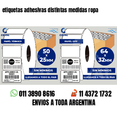 etiquetas adhesivas distintas medidas ropa